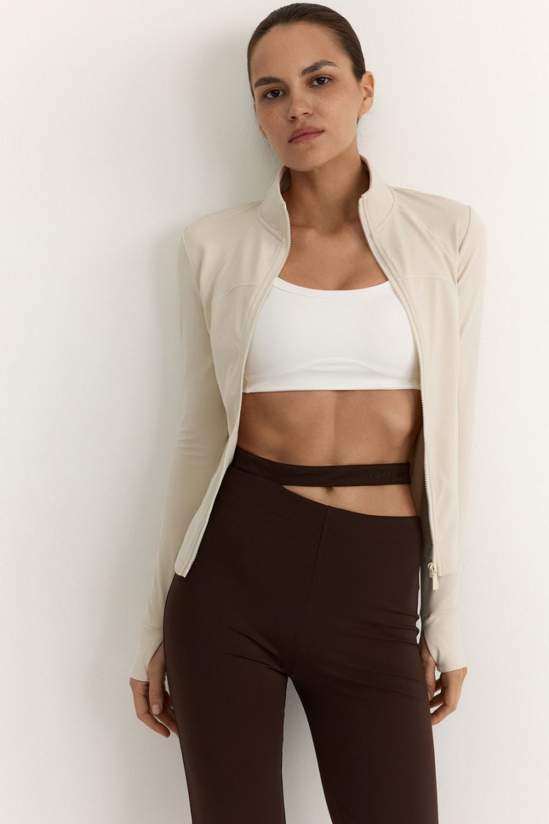 Брюки-клеш с вырезом на поясе TOPTOP, цвет: коричневый, TT.905.16722.700 купить онлайн