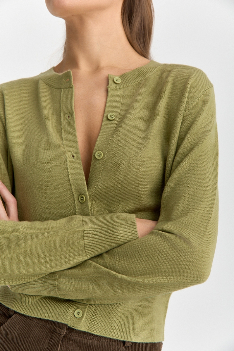 Кардиган тонкой вязки на пуговицах Ricoco, цвет: лаймовый, 6093/1 купить онлайн