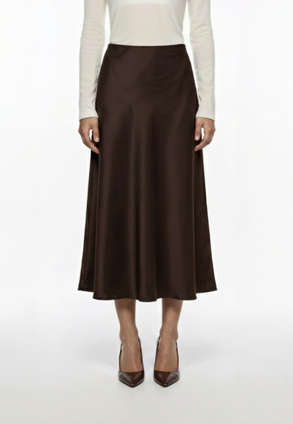 Юбка миди из атласа