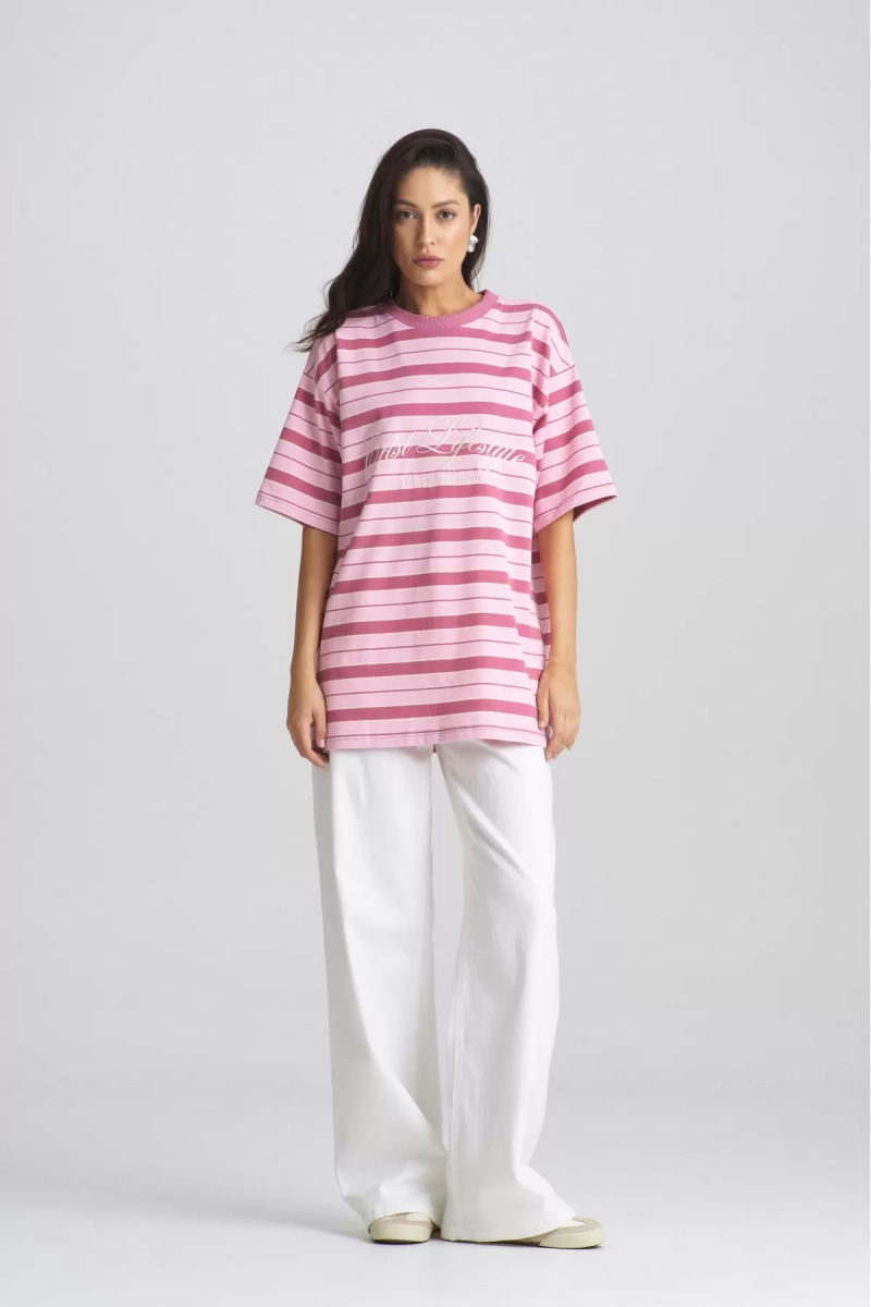 Футболка в полоску YOUNG&RICH Pink