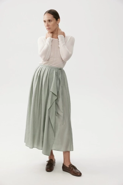 Юбка на запахе из жатой ткани Daisyknit, цвет: мятный,  купить онлайн