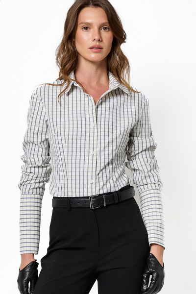 Рубашка приталенного кроя с акцентными манжетами Ricoco, цвет: голубой, 7055/2 купить онлайн