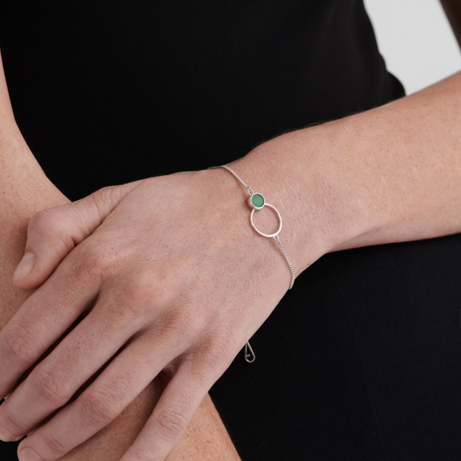 Браслет-цепь с зеленым агатом Ombi Darkrain, цвет: серебро, DR1007 купить онлайн