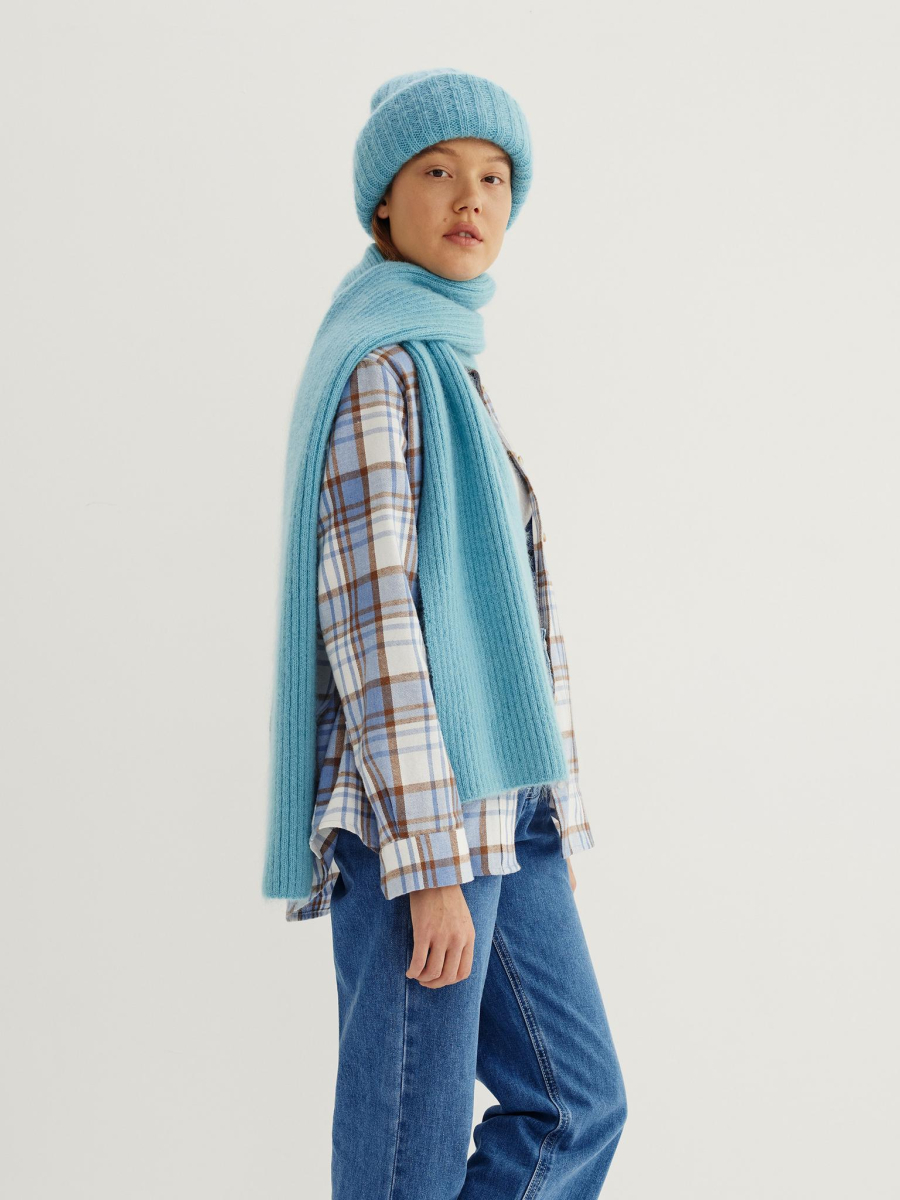 Шарф из объёмной пряжи Chaika, цвет: насыщенно-синий SF-14 купить онлайн