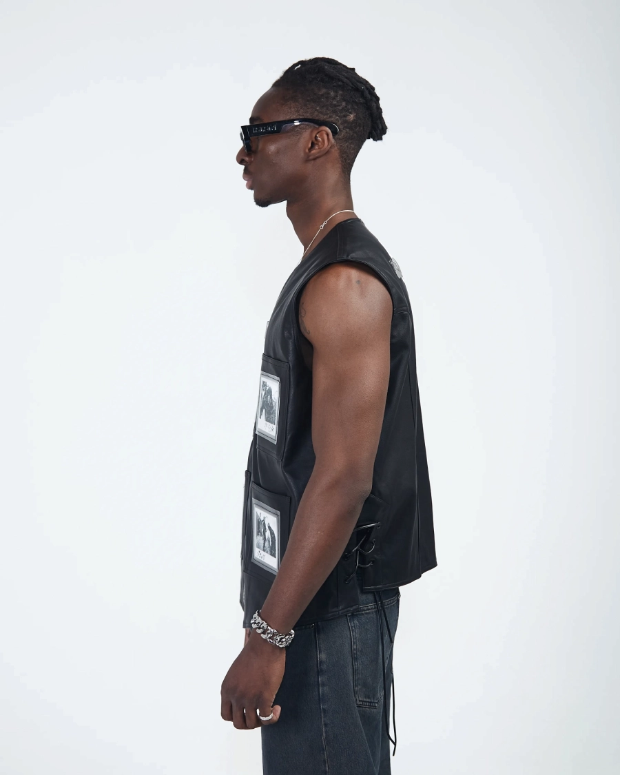 Безрукавка KINO POCKET VEST ECO LEATHER BLACK ASIA ST 71, цвет: Черный, Ast71.kino-pocket-vest-leather купить онлайн