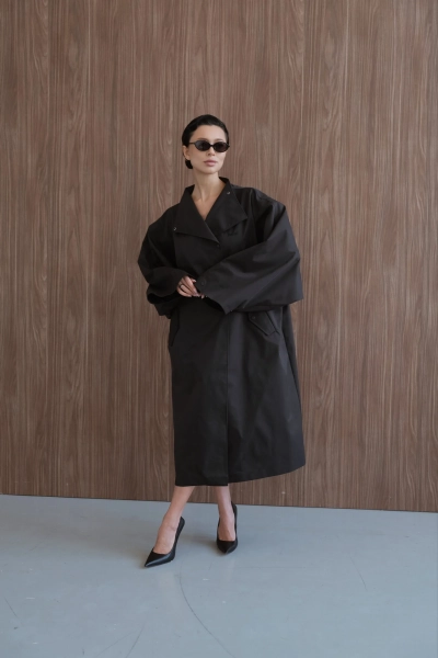 Тренч оверсайз Мини, цвет: Черный, НФ-00000493 купить онлайн