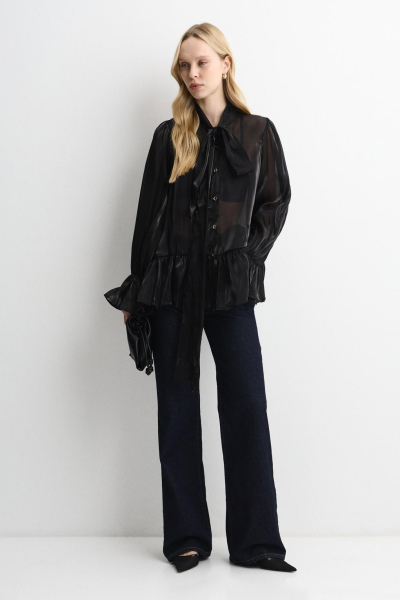 Блузка с бантом ENEVOO, цвет: Черный, 06951 купить онлайн