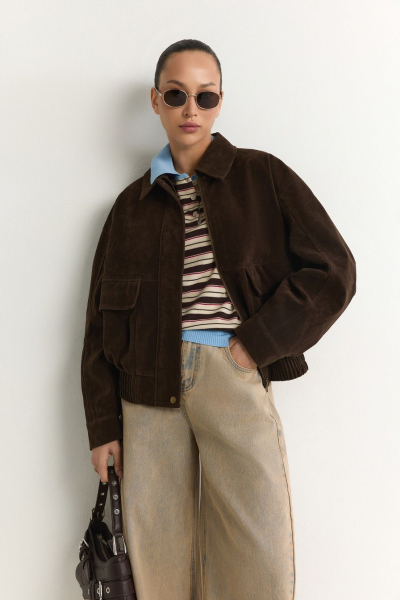 Куртка из экозамши TOPTOP, цвет: коричневый, TT.040.19450.700 купить онлайн