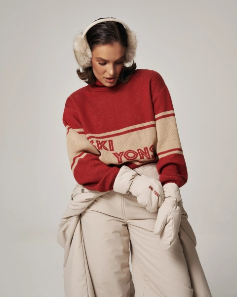 Свитер SKI YONS YONS, цвет: бежевый/красный, YO-748 купить онлайн