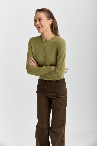 Кардиган тонкой вязки на пуговицах Ricoco, цвет: лаймовый, 6093/1 купить онлайн