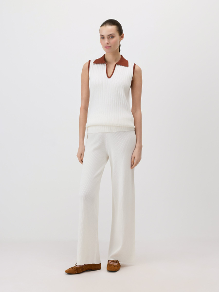 Прямой топ с разрезами Conso, цвет: молочный/терракотовый, KM 260736 - молочный/терракотовый купить онлайн