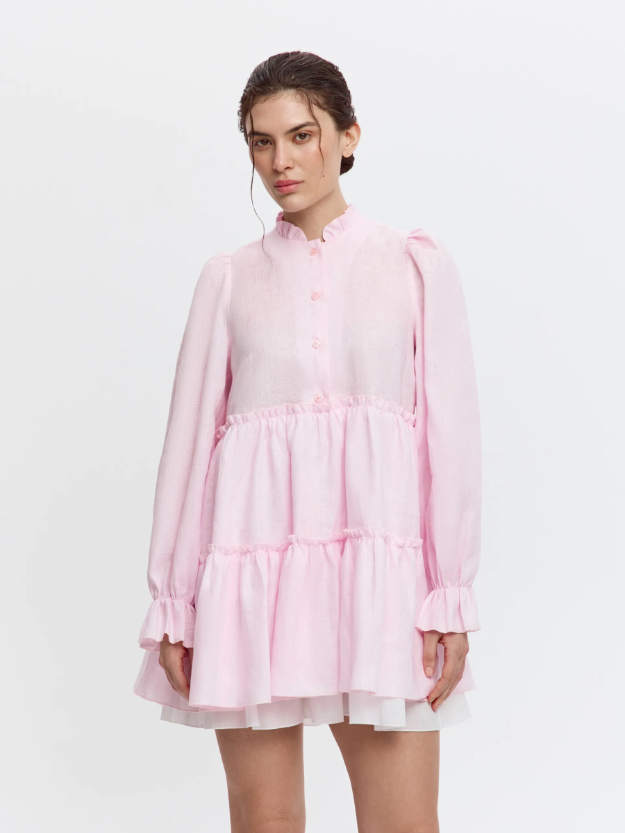 Платье-мини из льна