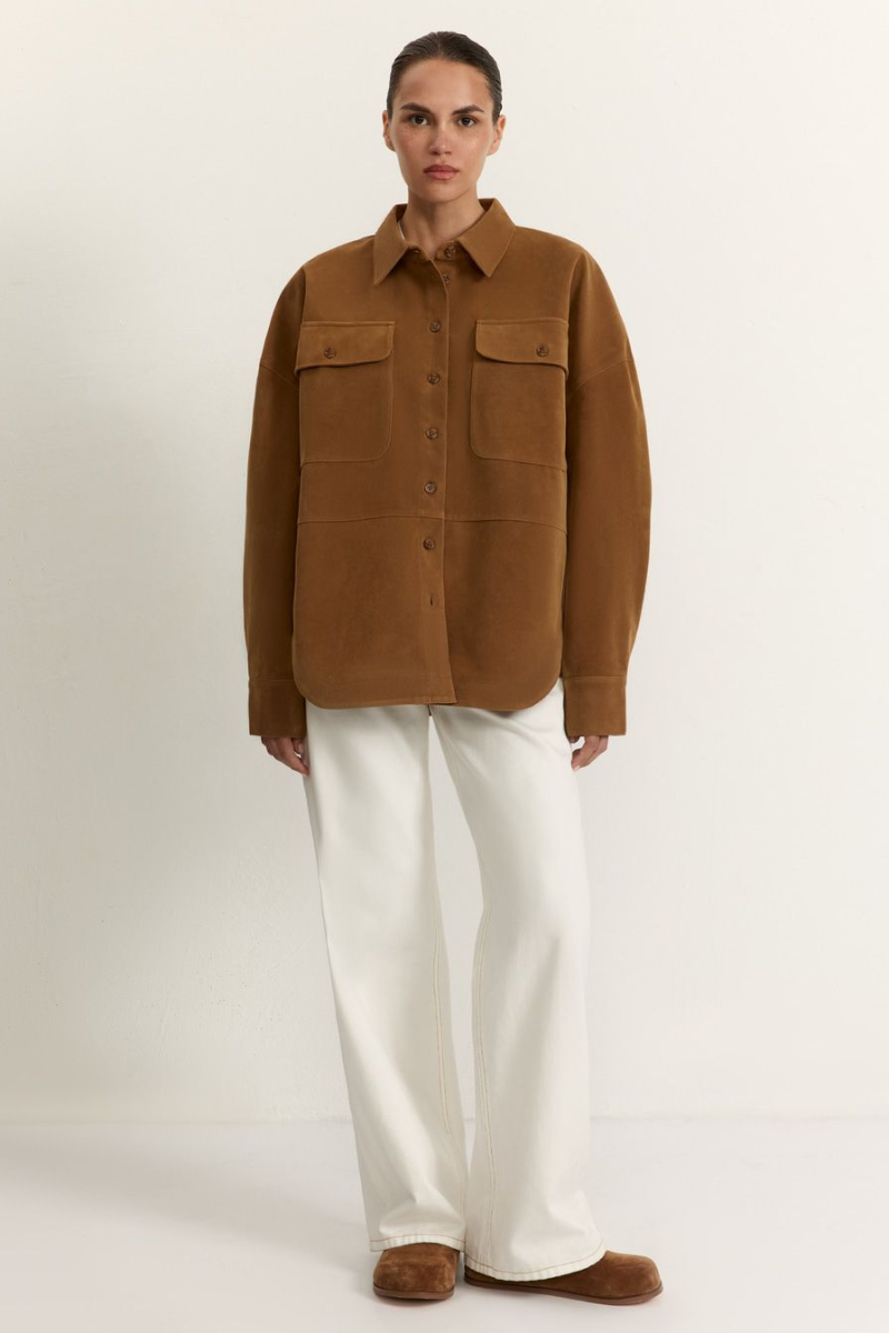 Рубашка из экозамши TOPTOP, цвет: бежевый, TT.021.17921.110 купить онлайн