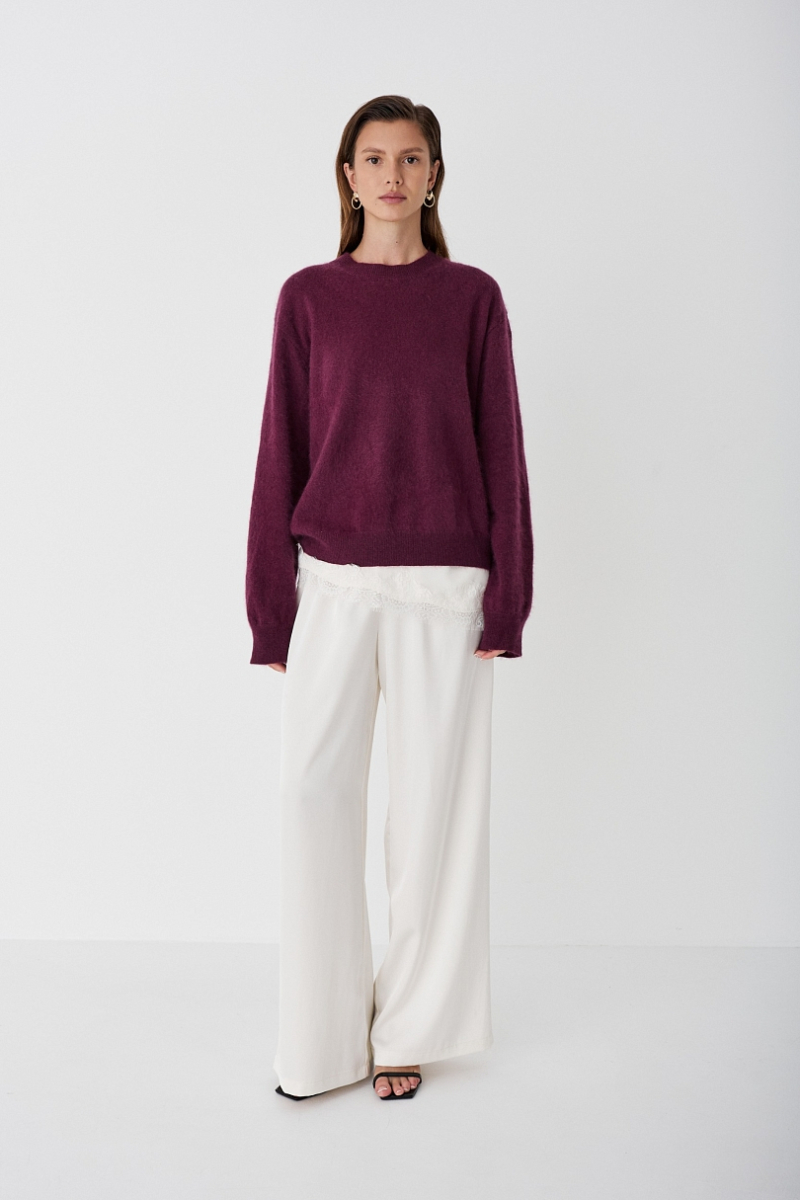 Свитер пушистый из 100% шерсти Ricoco, цвет: сливовый, 6099/1 купить онлайн