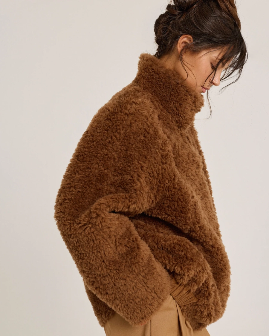 Бомбер из мериноса BROWN Anmuse, цвет: коричневый, 1525AZ BROWN купить онлайн