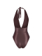 DESIRE Brown 'Leather' | Моделирующий купальник с вырезом и завязкой на шее ANVIBE, цвет: коричневый  купить онлайн