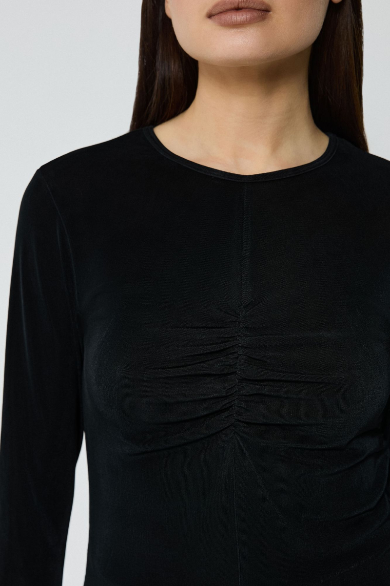 Лонгслив со сборкой AROUND, цвет: Черный, 219_115CE01 купить онлайн