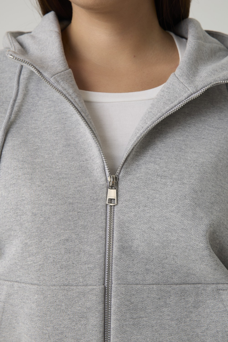 Худи на молнии из футера с капюшоном 4forms, цвет: серый меланж, 65480 купить онлайн