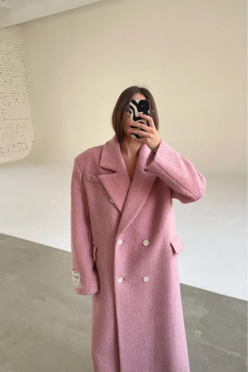 Пальто-макси из вареной шерсти Конфетно-розовый Erist store, цвет: розовый, НФ-00003234 купить онлайн