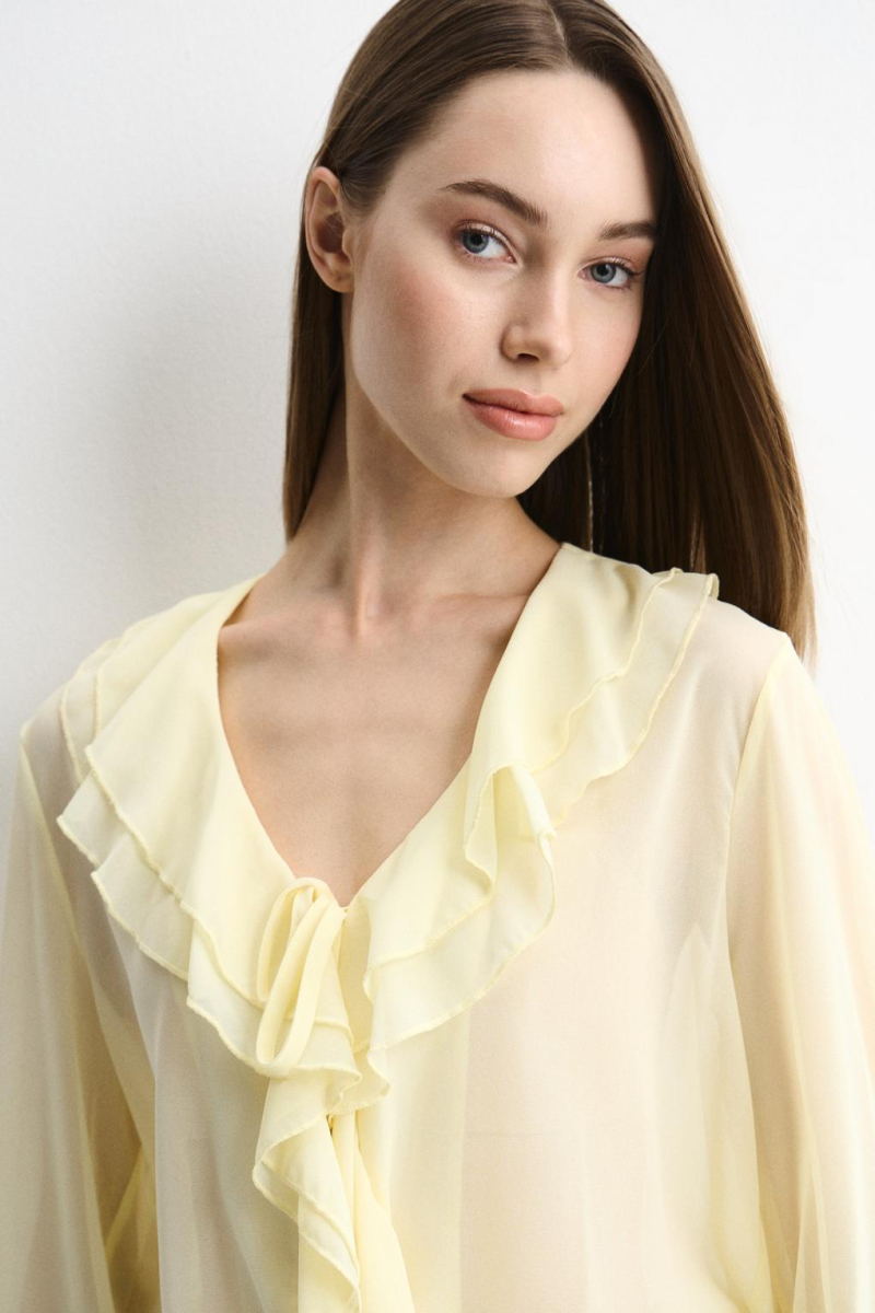 Блузка с воланами ENEVOO, цвет: Желтый, 06936 купить онлайн