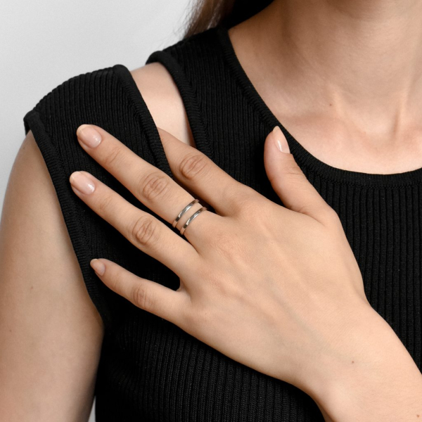 Двойное незамкнутое кольцо Aora Darkrain, цвет: серебро, LS4006 купить онлайн