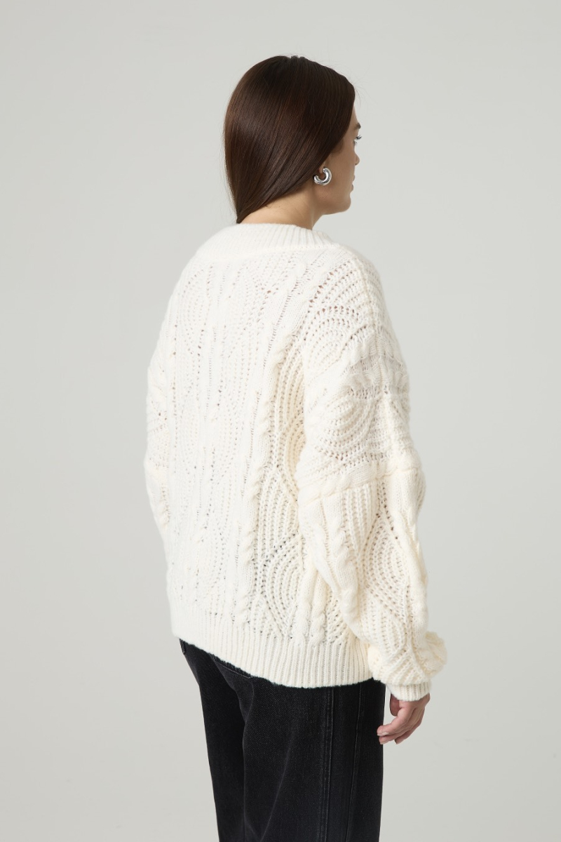 Джемпер вязаный с V-вырезом, косы 4forms, цвет: Сливочный, 65492 купить онлайн
