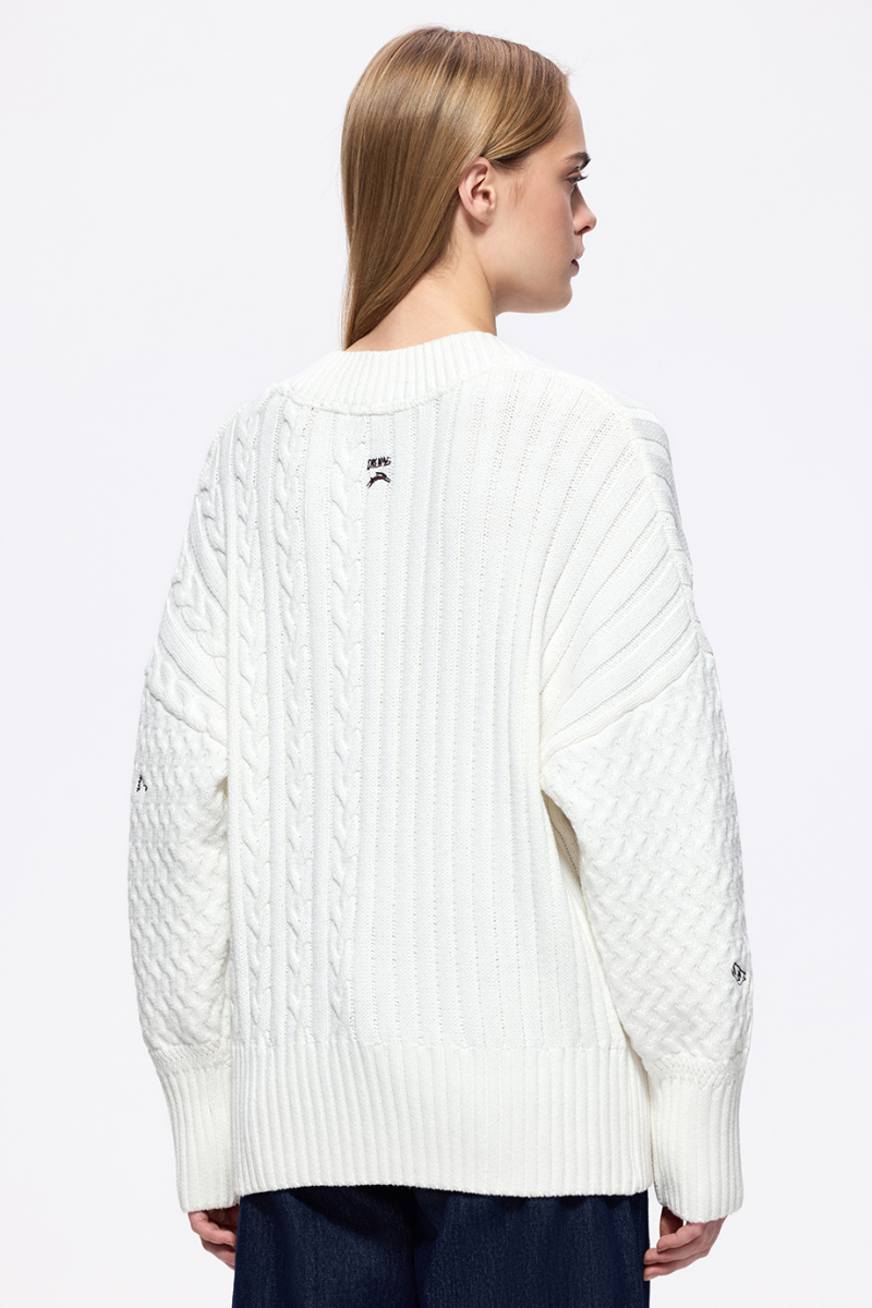 Джемпер с косами и вышивкой DREAMS BY ALENA AKHMADULLINA, цвет: белый, 126104140304639/413000 купить онлайн