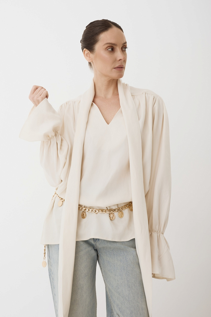 Блуза из 100% лиоцелла с бантом Ricoco, цвет: молочный, 7001/1 купить онлайн