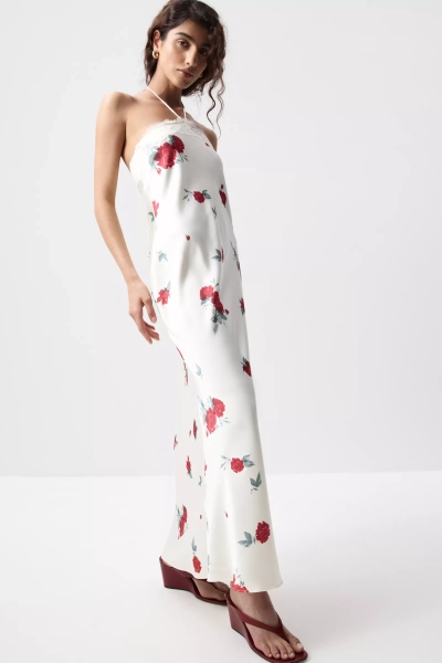 Платье макси с кружевом Charmstore, цвет: цветы на молочном,  купить онлайн