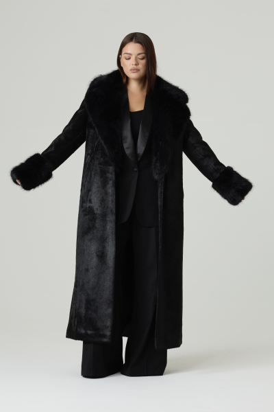 Пальто однобортное с отделкой мехом 4forms, цвет: Черный, 65459 купить онлайн