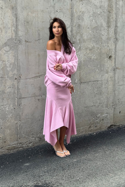 Юбка с клиньями из фактурного трикотажа LIGHT PINK Label .B, цвет: LIGHT PINK,  купить онлайн