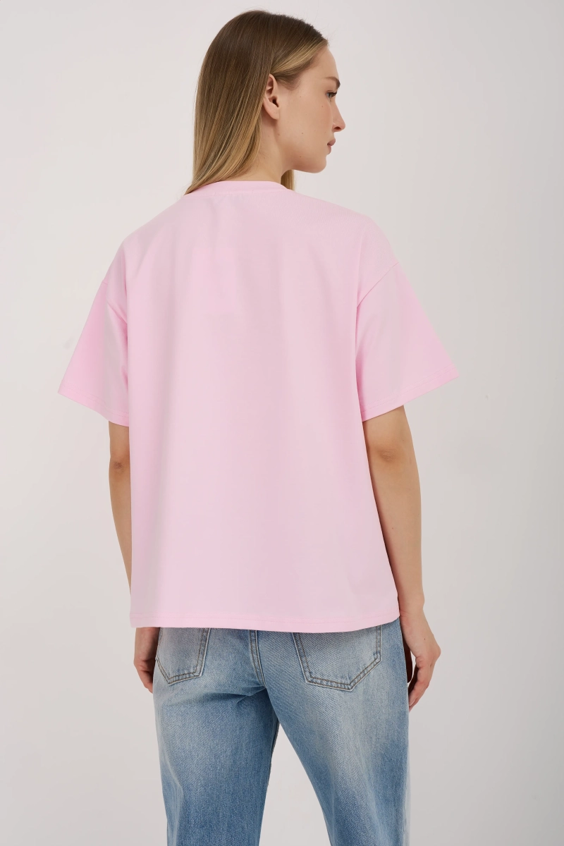 Футболка в расслабленном стиле Ricoco, цвет: розовый, 3059/3 купить онлайн