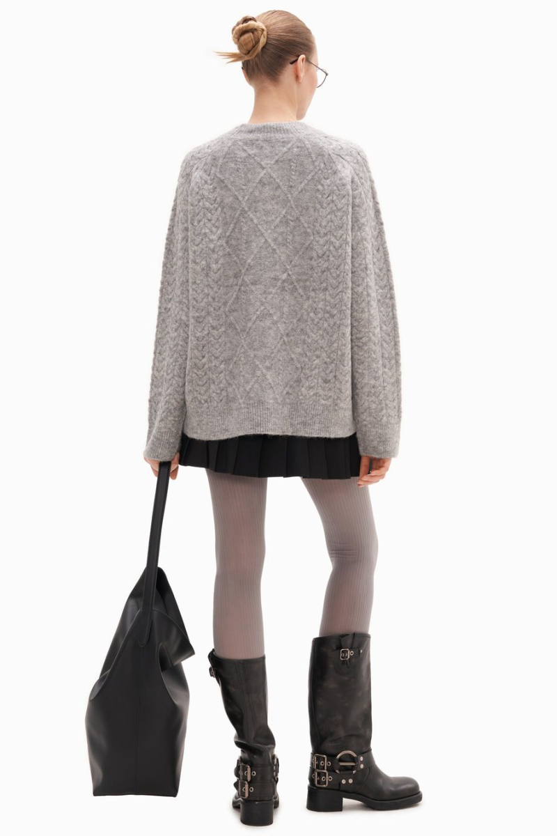 Джемпер с вязкой «косичка» TOPTOP, цвет: серый, TTS.050.13884.800 купить онлайн