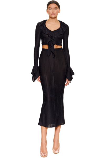 Блузка трикотажная с воланами SODAMODA, цвет: Черный, 19290 купить онлайн