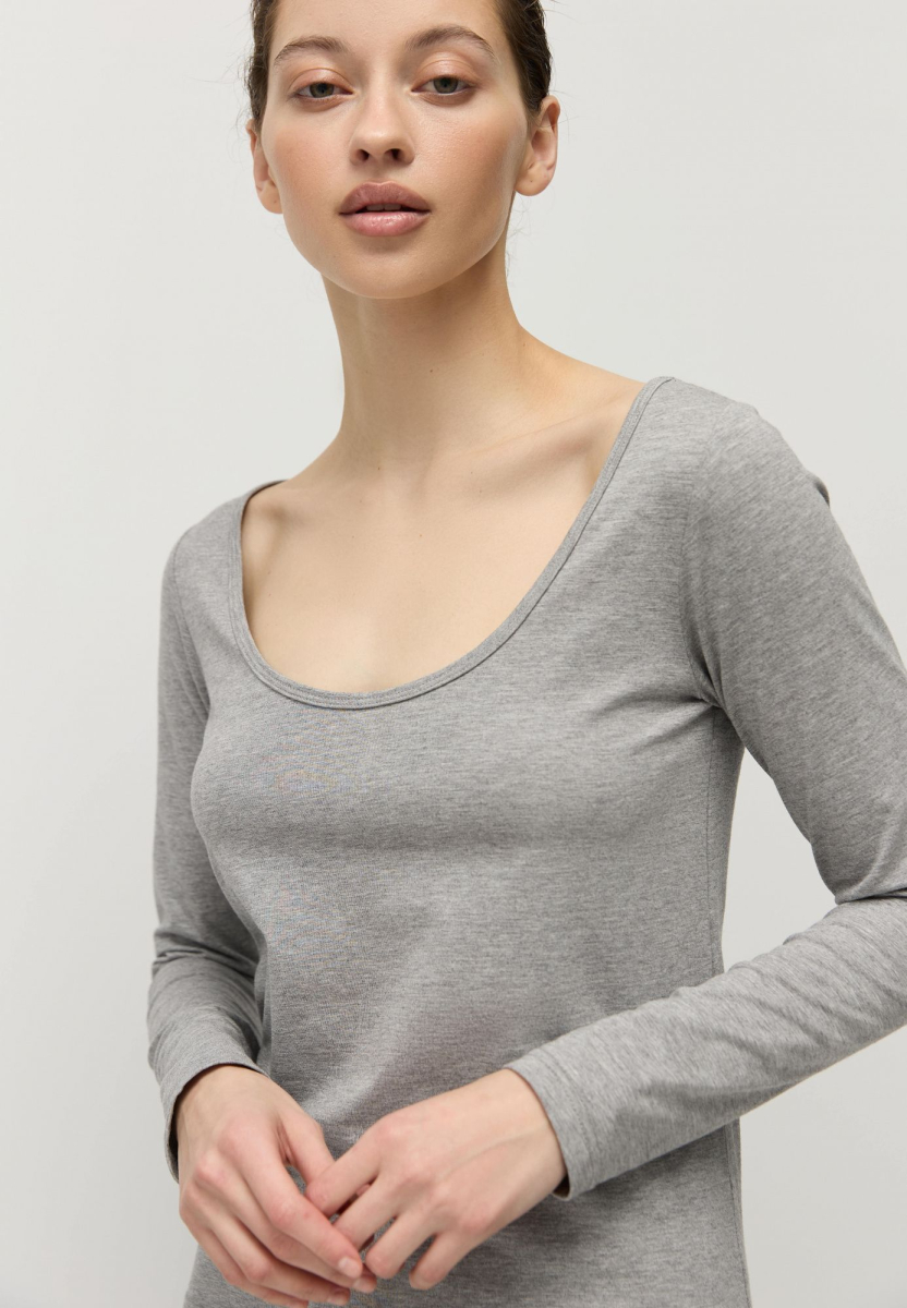 Лонгслив из модала с хлопком AROUND, цвет: серый меланж,  купить онлайн