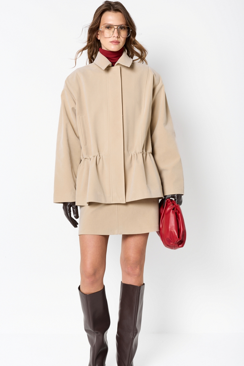 Парка из экозамши на молнии Ricoco, цвет: слоновая кость, 7060/2 купить онлайн