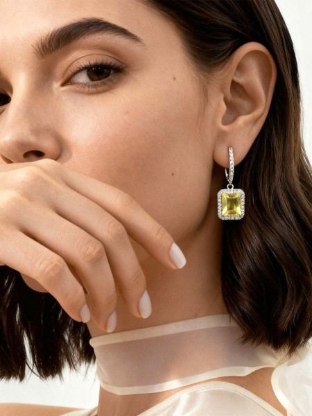 Серьги Королева лимонный кварц
