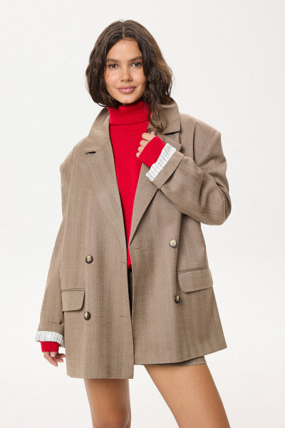 Жакет из шерсти ABDA, цвет: коричневая елочка, 132507002117 купить онлайн