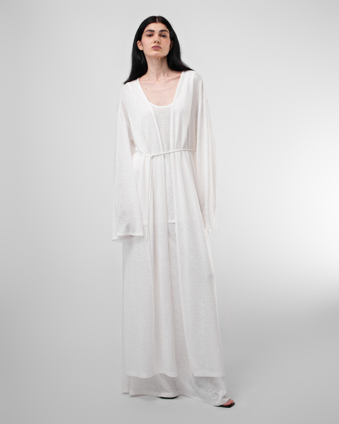 Кардиган макси с поясом из вискозы ASYA SEMYONOVA, цвет: WHITE,  купить онлайн