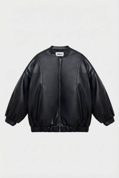 Куртка из экокожи с рельефами на утепленной подкладке