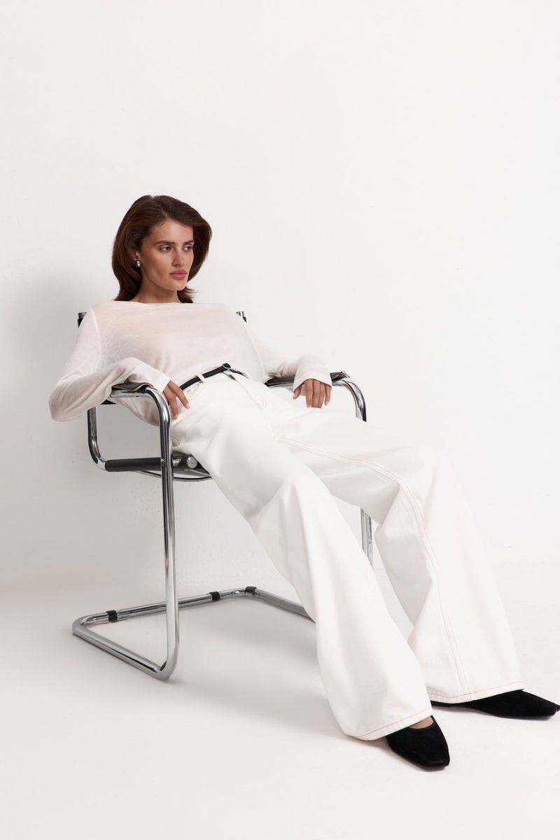 Лонгслив из смесового тенселя TOPTOP, цвет: белый, TT.025.15617.100 купить онлайн