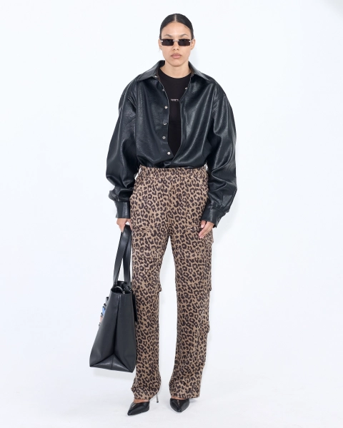 Брюки свободные леопардовые ASIA ST 71, цвет: коричневый, Ast71.pants-Leo-brown купить онлайн