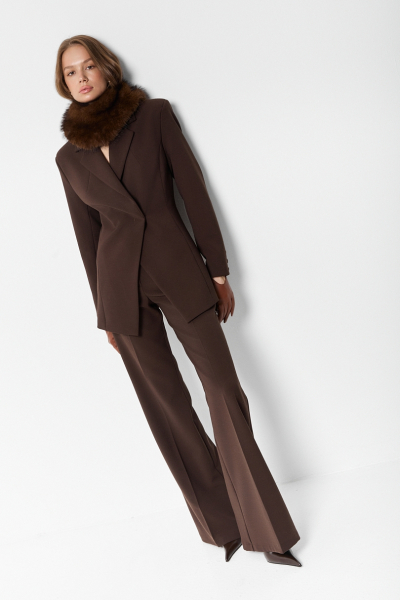 Брюки классические со средней посадкой Ricoco, цвет: горький шоколад, 7054/2 купить онлайн