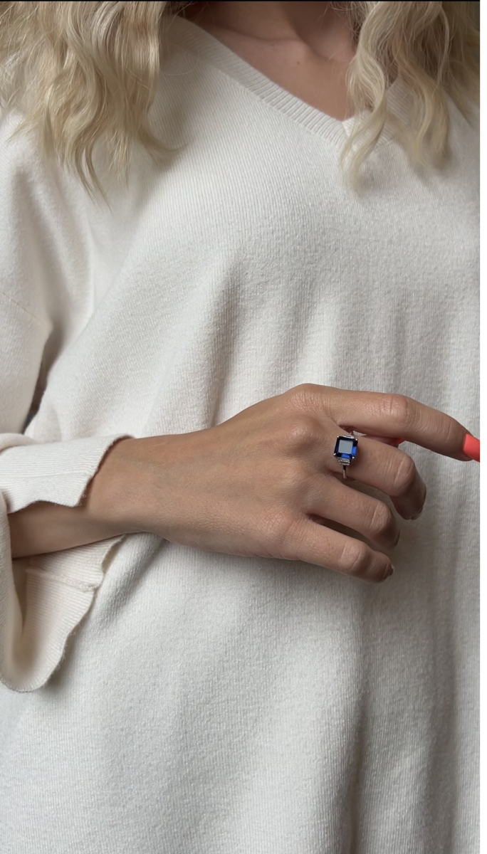 Кольцо с танзанитом Tosya Store, цвет: серебро,  купить онлайн