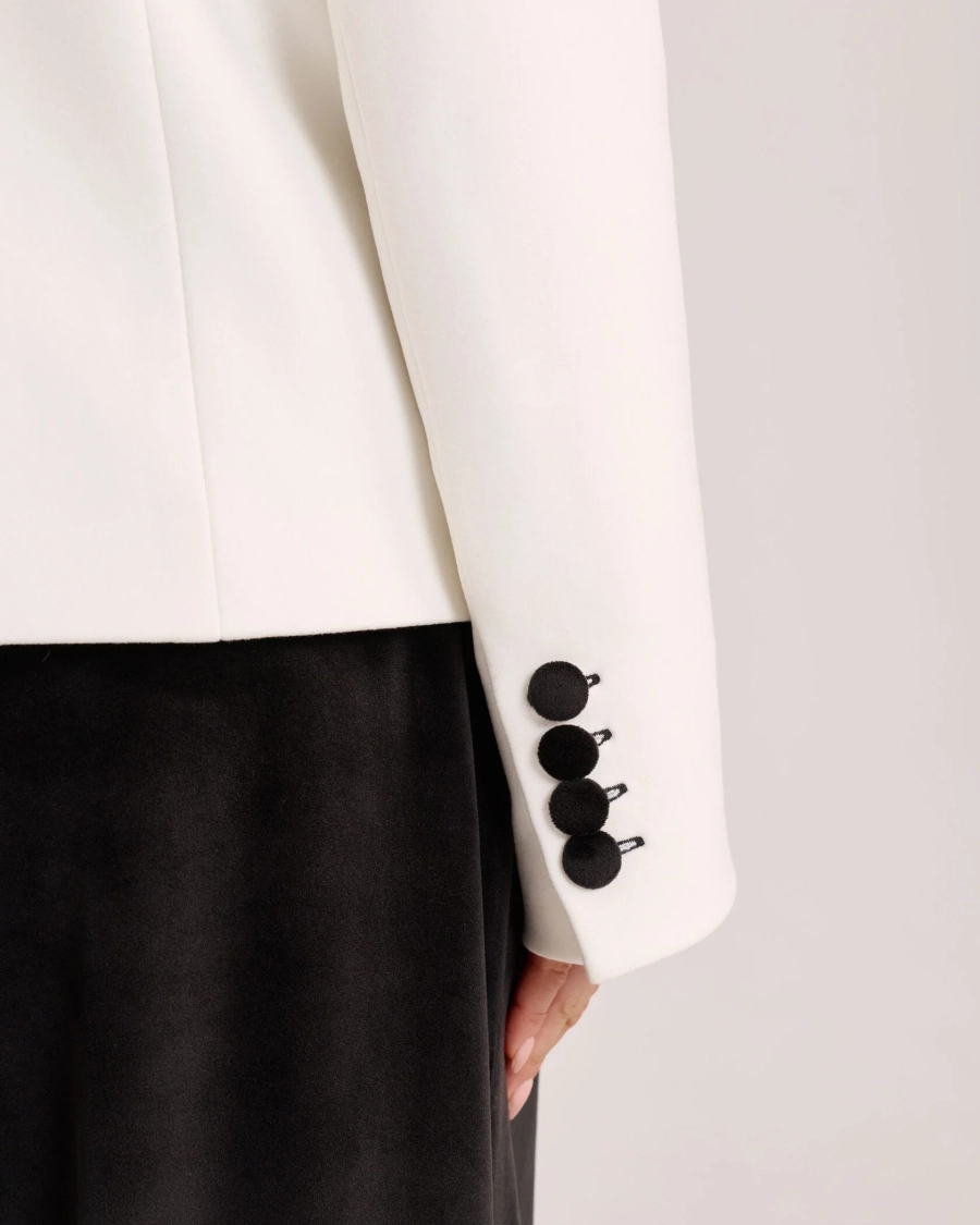 Жакет из фланели с бархатными лацканами Anmuse, цвет: молочный, JCK25W220-MLK купить онлайн