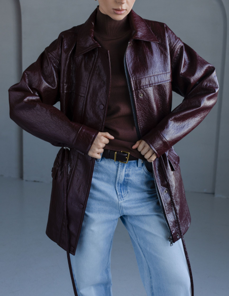 Парка из экокожи VLVT, цвет: Бордовый, 00-00005295 купить онлайн