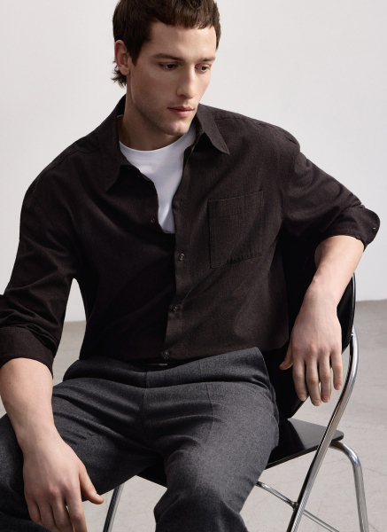 Рубашка из мягкого хлопка ALL WE NEED, цвет: темно-коричневый, 2603M1390-20 купить онлайн