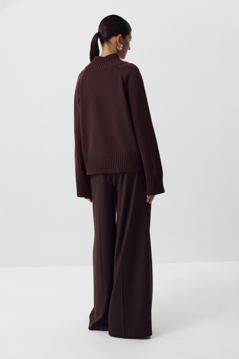 Свитер с широкой стойкой из хлопка Charmstore, цвет: шоколадный, 303-41486-551 купить онлайн