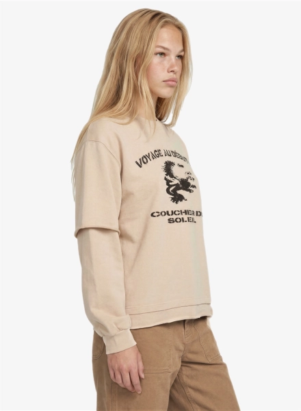 Лонгслив с двойным рукавом F | ABLE, цвет: бежевый, LNGSLV-FBL-LNT-BG купить онлайн