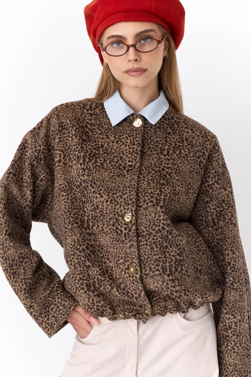 Жакет с акцентными пуговицами Ricoco, цвет: коричневый, 5073/1 купить онлайн